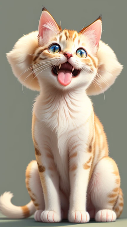Playful Kitten with a Cream Coat, Sticking Out Its Tongue and Boasting Big, Enchanting Eyes