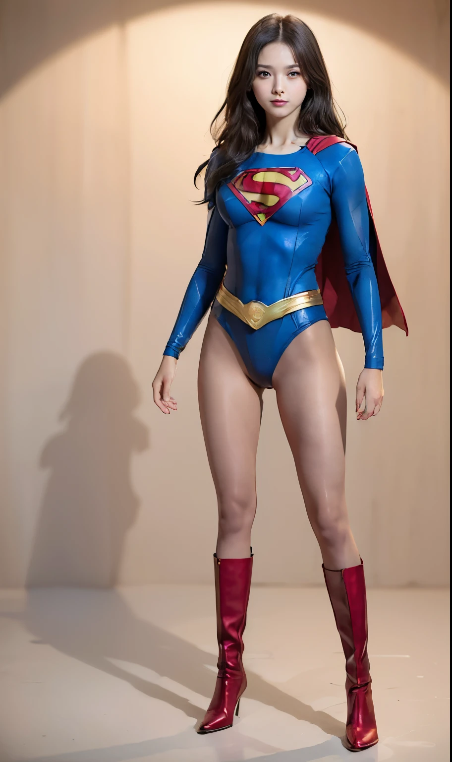 No background、(((Beautiful legs in black tights.)))、(((Legally express the beauty of your smile)))、((((Make the most of your original images)))、(((Body-hugging Supergirl costume)))、(((Supergirl Costume)))、(((Beautiful short hair)))、(((She is winking cutely.)))、(((Please wear black tights....、Wear red boots)))、((Best image quality、8k))、((highest quality、8k、masterpiece:1.3))、(((Preserve background )))、Sharp focus:1.2、Beautiful woman with perfect figure:1.4、Slim Abs:1.2、Wet body:1.5、Highly detailed face and skin texture、8k
