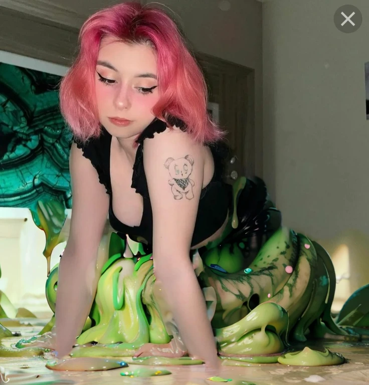 A giant white slimy sticky gooey oozing blob monster