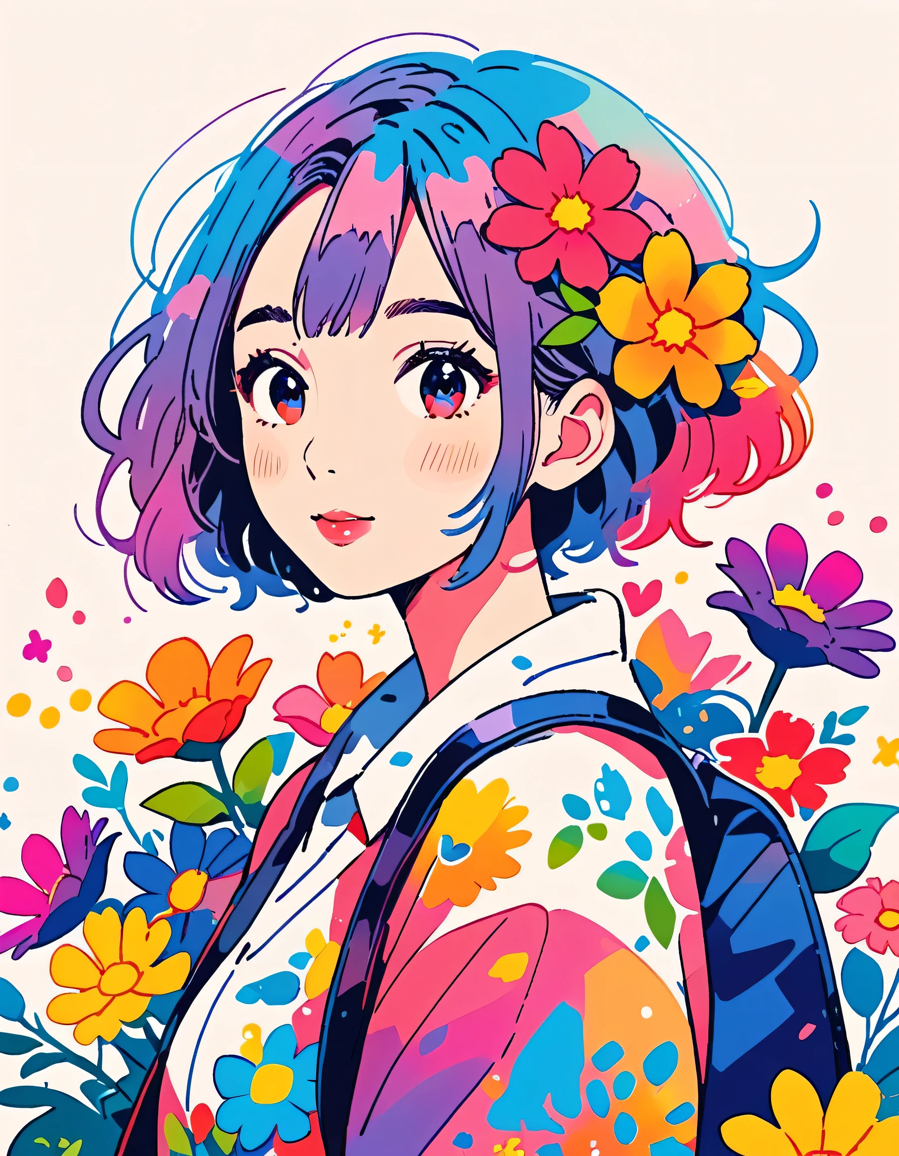 Micho Style、(((stylish fashion))), 8K Quality、Intense watercolor, Detailed watercolor art, Watercolor splash, Surreal, avant-garde pop art, Beautiful and expressive paintings, Beautiful artwork illustration, Very colorful tones, wonderful, Cool beauty, highest quality、Official Art, Vector art, Stylish design, (((The most beautiful girl))), (((highest quality))), HDR, ((detailed)), (((Doodle Art)), ((masterpiece)), ((Super detailed)), (((Colorful flowers))),(((Stylish)))