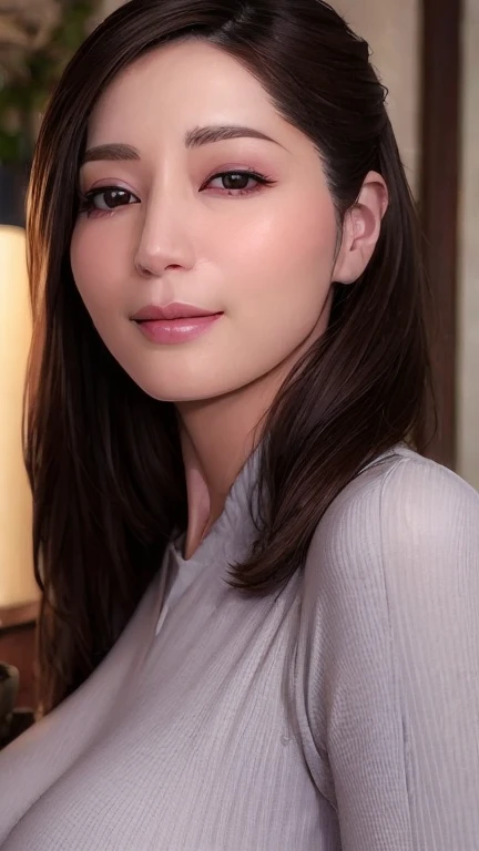 sakiokuda_united states of america, Mature Woman, ((Mature Woman)), Big Breasts, Mature makeup, Pronounced cheekbones, Black eyeshadow, eyelash, Detailed face, Fine grain, Attractive body, White collar blouse, ((Tabletop))、
A gentle smile、A gaze that seduces viewers、
(Ulzzang-6500:0.1), (Ultimate Quality, masterpiece, High resolution:1.0), (photoRealistic, Realistic:1.9),