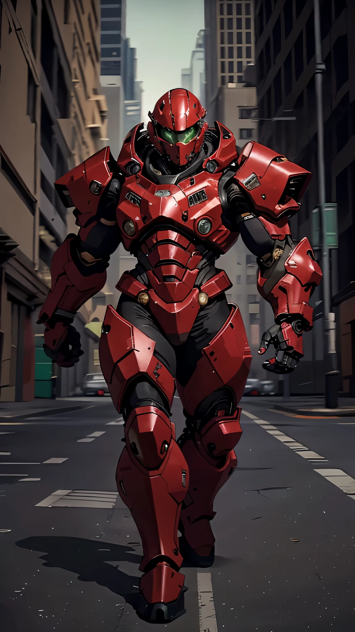 A man wearing a full-face helmet, a fantasy-style biotech armored combat suit, green eyes, (a composite layered chest armor), fully enclosed shoulder guards, matching arm and leg guards, the belt is adorned with exhaust pipes, (the color scheme is primarily black glow with green and red accents), the design balances heavy with agility, a high-tech bio-mecha armor, (Armor Concept Inspired by Cyberpunk motorcycle, stand on the top of a skyscraper in a futuristic sci-fi city), this character embodies a finely crafted fantasy-surreal style armored hero in anime style, exquisite and mature manga art style, (battle damage, element, plasma, energy, the armor glows), ((male:1.5)), metallic, real texture material, dramatic, high definition, best quality, highres, ultra-detailed, ultra-fine painting, extremely delicate, professional, perfect body proportions, golden ratio, anatomically correct, symmetrical face, extremely detailed eyes and face, high quality eyes, creativity, RAW photo, UHD, 32k, Natural light, cinematic lighting, masterpiece-anatomy-perfect, masterpiece:1.5