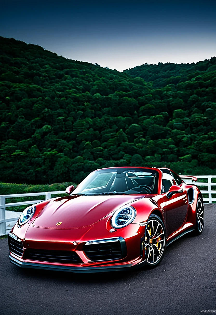 Porsche 911 turbo red metallic