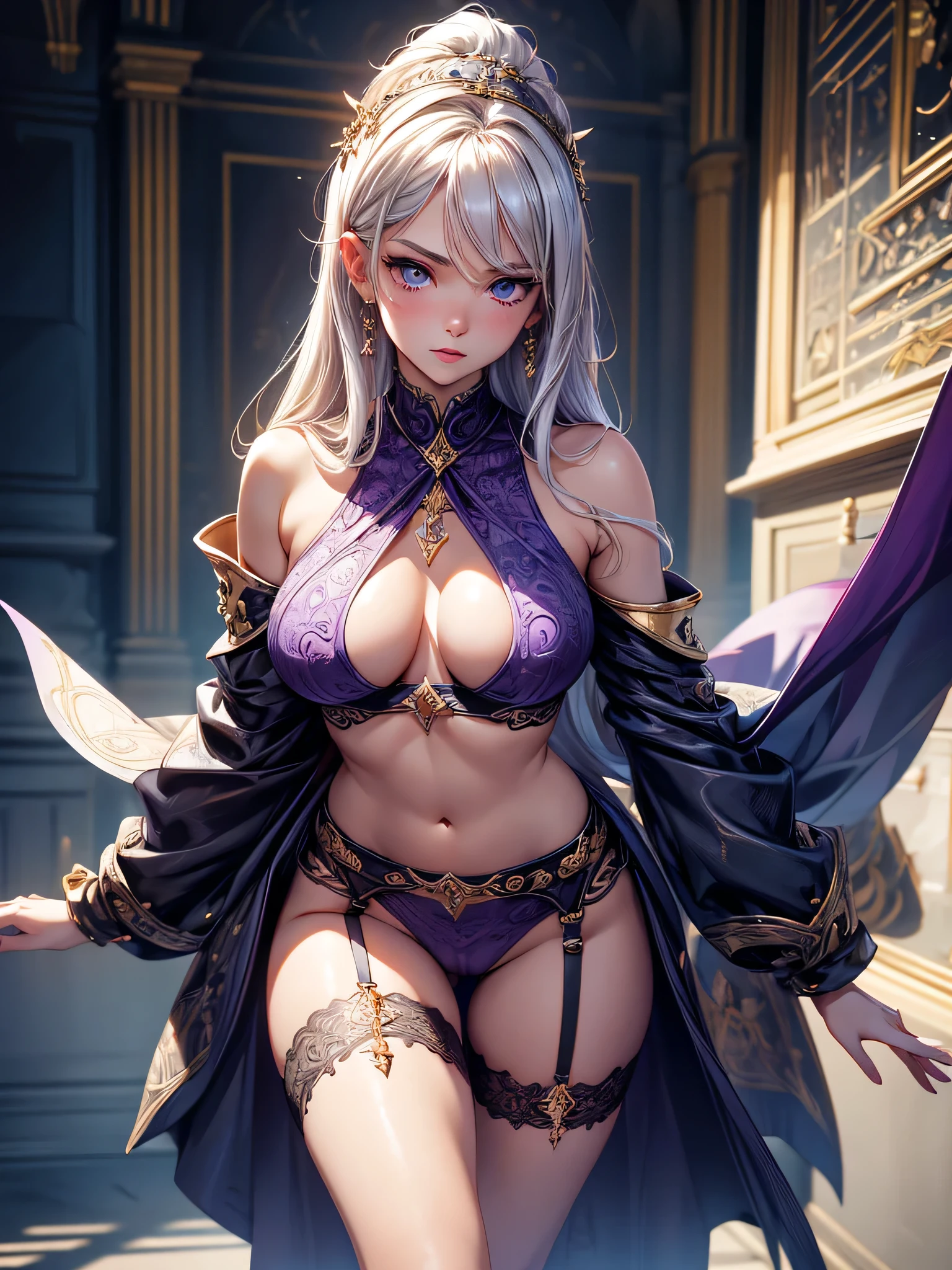 master piece,best quality,ultra-detailed,high resolution,unity 8k wallpaper,absurdres,octane render,intricate details,ultra hires,detailed background,high quality, high definition, high quality texture, high quality shadow, high detail, beautiful detailed, fine detailed, extremely detailed cg, detailed texture,
BREAK (1girl),valkyrie,bishojyo,a face with perfect proportion,seductive girl,detailed beautiful delicate face,female focus,full body,barefoot,(perfect body),cool,Her face is extremely detailed and expressive.the girl exudes confidence and elegance,Her pose and expression convey a sense of empowerment and strength.
Pov,Open the pussy with both fingers and look vaginal inside,Spread your intricately vagina very wide,looking super expansion,super point-blank range,Careful descriptions,Ultimate elaborate structure details,perfect realistic intricately Accurate inner structure pussy,m _legs,pointy breasts,nconsciousness,stupefaction,swoon ,, nude , perfect anatomy , bedroom,(((visible clitoris)))
BREAK garter belt,purple Stockings,thighlet,black Choker with chains,bracelet with chains,silver earrings,gold hair ornament,emphasizing her faciression and beautiful body lines