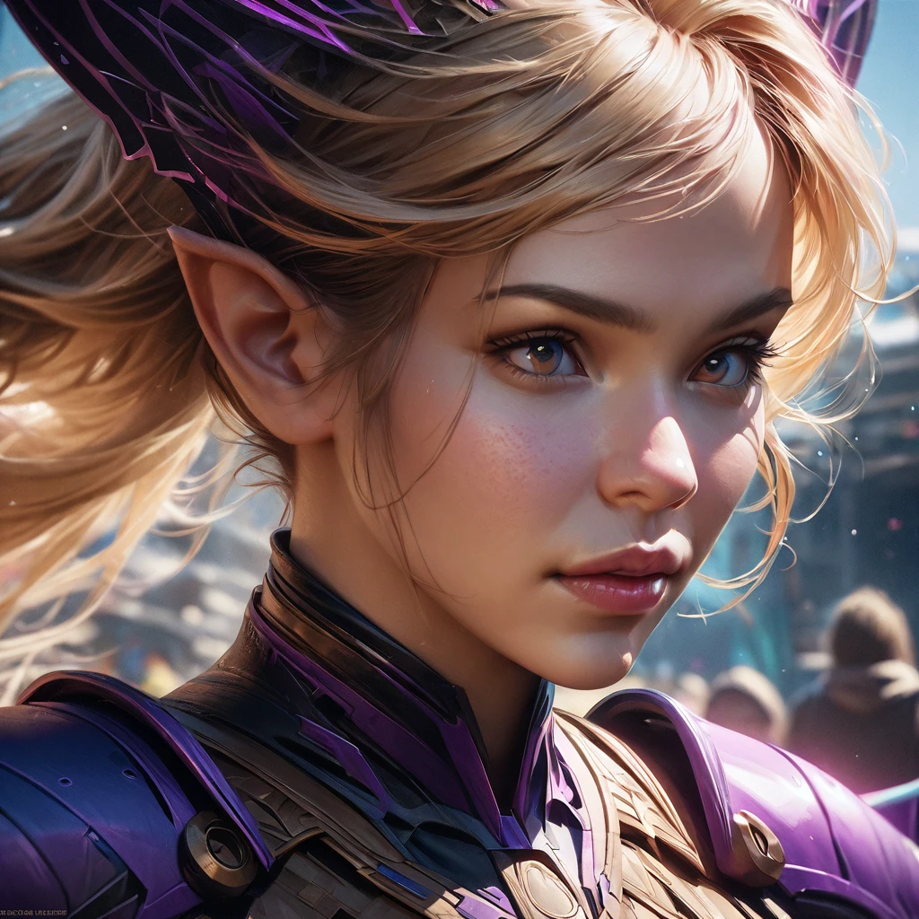 (subject 1: cryptic girl, blonde, high tech suit) (subject 2: elf companion, high fantasy regal outfit, very big eyes and ears) purple elephants, blue prairie, ethereal, fantasy, magical realism, highly detailed, 8k, cinematic lighting, vibrant colors, dramatic composition, intricate details, imaginative, cinematic perspective, surreal, dreamlike, whimsical, beautiful, magical, (best quality,4k,8k,highres,masterpiece:1.2),ultra-detailed,(realistic,photorealistic,photo-realistic:1.37)
