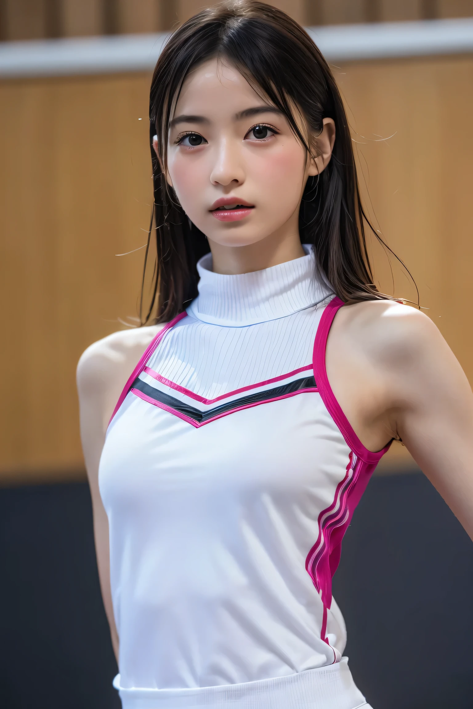 (8k, RAW Photos,highest quality, High resolution:1.1), (Ultra-realistic:1.4),(Realistic, Realistic:1.3),The Beauty of Japan、Rhythmic gymnastics club、Rhythmic Gymnastics Uniform、((Upper Body:1.3))