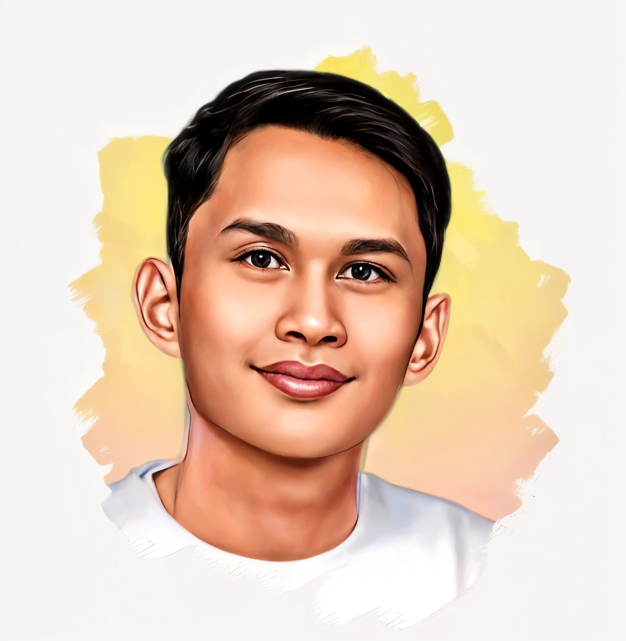 a close up of a man with a white shirt and a yellow background, nft portrait, high quality portrait, official fanart, digital illustration portrait, 2d portrait, official illustration, cartoon portrait, stylized portrait, digital art portrait, [ digital art ]!!, digital portrait, digital art!!, detailed portrait, inspired by Pablo Carpio, drawn with photoshop