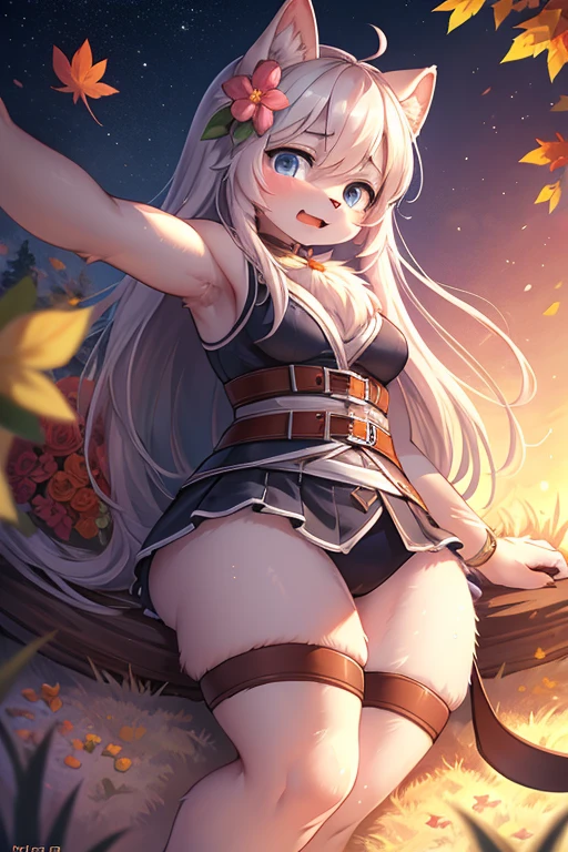 Unrealistic Perspective , dynamic angle , rule of thirds Layout , Bokeh , dynamic action , realistic hairy fur , round face , moist round eyes , Swollen cheeks , hair ties , Short stature , accidents , Happenings , sensational , front view , back view , side view , from above , from below , Joy, anger, sorrow, and happiness , sit , standing , lying down , lying back , squad , jump , Fluttering in the wind , zoom blur , Spring, Summer, Autumn, Winter ,
masterpiece best night full moon 1 woman mature woman older sister kind younger sister cold face expressionless silvery white long hair woman light pink lips calm intelligent three belts gray eyes assassin short knife, Flowers, Hand Detail, Finger details,