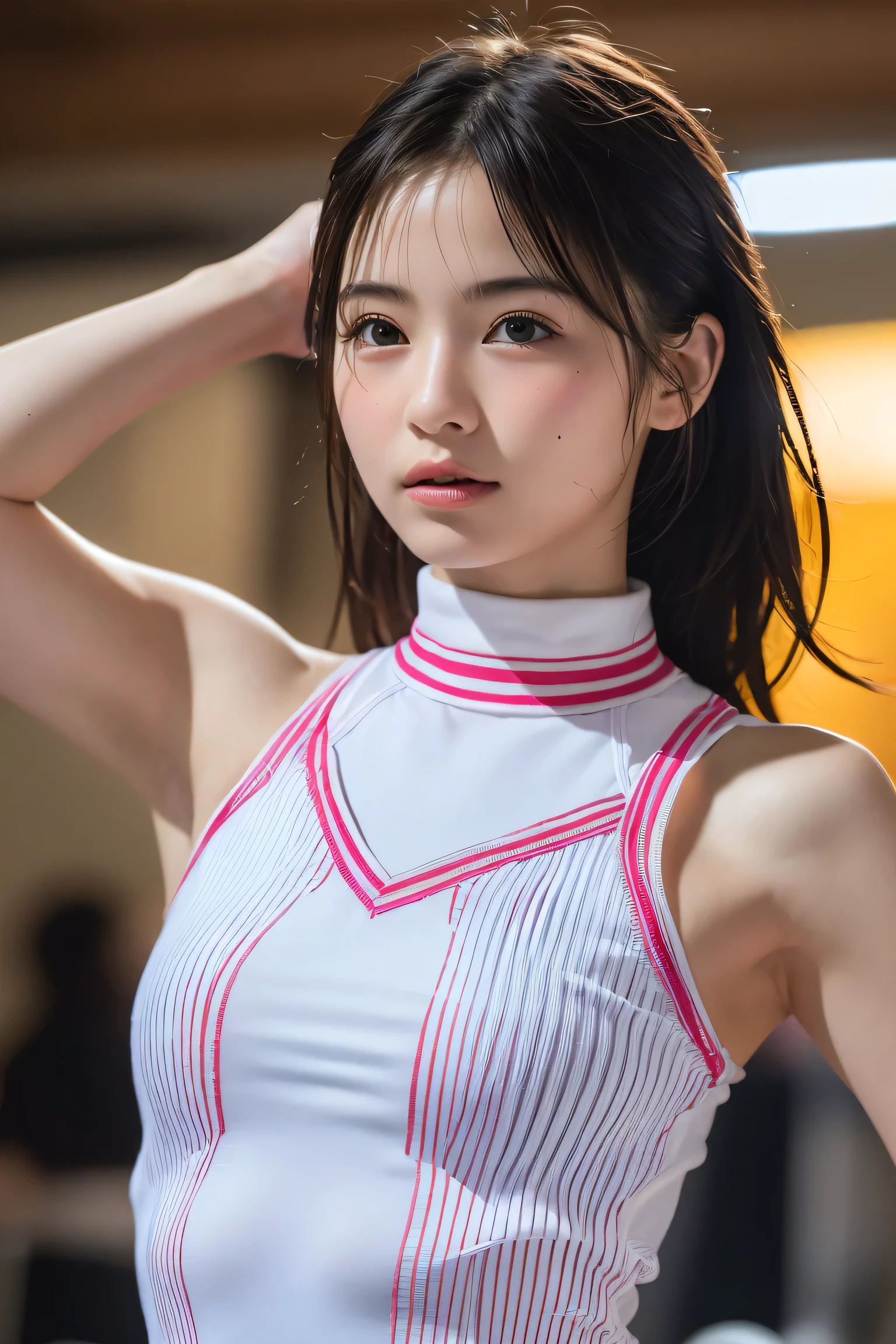 (8k, RAW Photos,highest quality, High resolution:1.1), (Ultra-realistic:1.4),(Realistic, Realistic:1.3),The Beauty of Japan、Rhythmic gymnastics club、Rhythmic Gymnastics Uniform、((Upper Body:1.3))