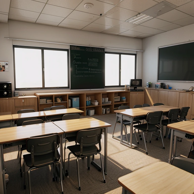 Make an 3D classroom that's cozy and beautiful
