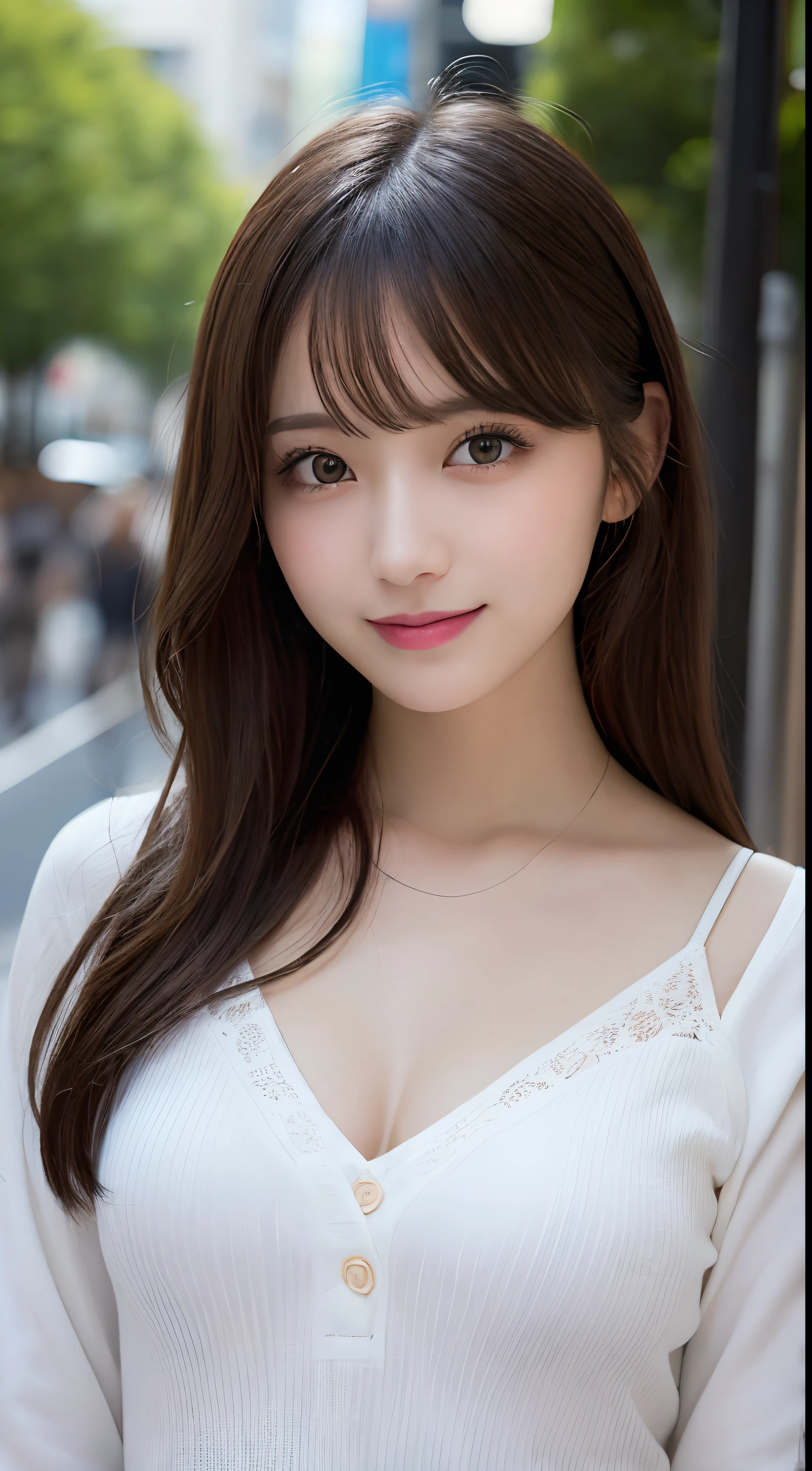 masutepiece, Best quality, illustration, Ultra-detailed, finedetail, A high resolution, 8K wallpaper, Perfect dynamic composition, Beautiful detailed eyes, Women's Summer,Medium hair,Small breasts with natural color lips, Bold sexy pose,Smile,Harajuku、20 years girl、Cute、Look at the sexy shots of the lens