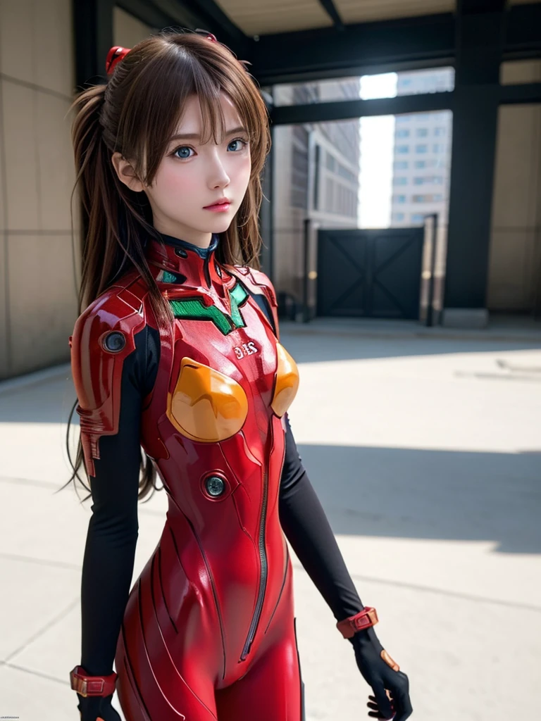 ((Best quality)), ((Masterpiece)), (Details: 1.4), 3D, Asuka Langley Soryu, Asuka, high resolution (high dynamic range), ray tracing, NVIDIA, super resolution, Unreal 5, subsurface scattering ,PBR texturing, post-processing, anisotropic filtering, depth of field, maximum sharpness and sharpness, multi-layered textures, albedo and specular maps, surface shading, accurate simulation of light and matter interaction, perfect proportions ,Octane Rendering,Two-Tone Lighting,Wide Aperture,Low ISO,White Balance,Rule of Thirds,8K RAW,(Masterpiece: 1.4, Best Quality), (Intricate Details), Unity8k Wallpaper, Highly Detailed, Beautiful and Mysterious, Details background, realistic, alone, perfectly detailed face, detailed blue eyes, highly detailed, blush, hair ornament, chignon mahogany hair, (blonde), plug suit 02, Shikinami Asuka Langley, Evangelion, Slender , full body suit, black background, above the waist,composition that shows the whole body,