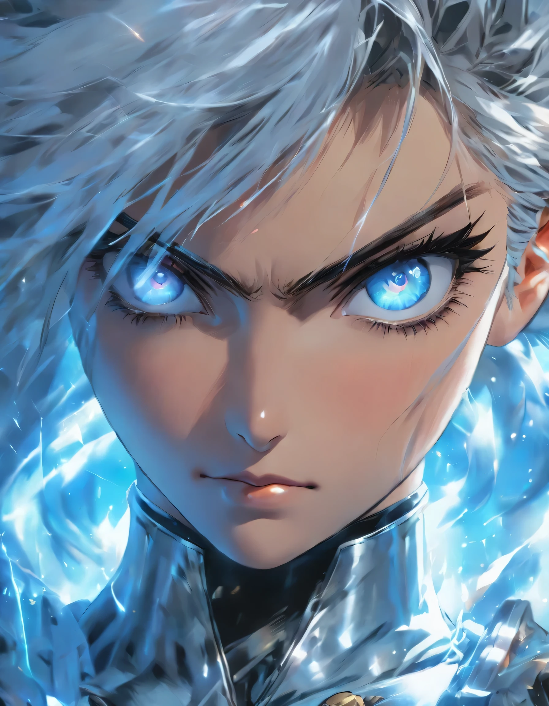 dynamic series of drawings showing a silver haired and blue eyed warrior girl., 8k, ultra high res, ultra detailed, hd,(well designed face), amazing face, (super detailed), beautiful eyes, soft lighting,, outdoors, streets,, URUSHISATO,1980s,, beautiful detailed eyes,mechanical parts, asymmetrical hair,thigh highs, latex suit,cleavage,