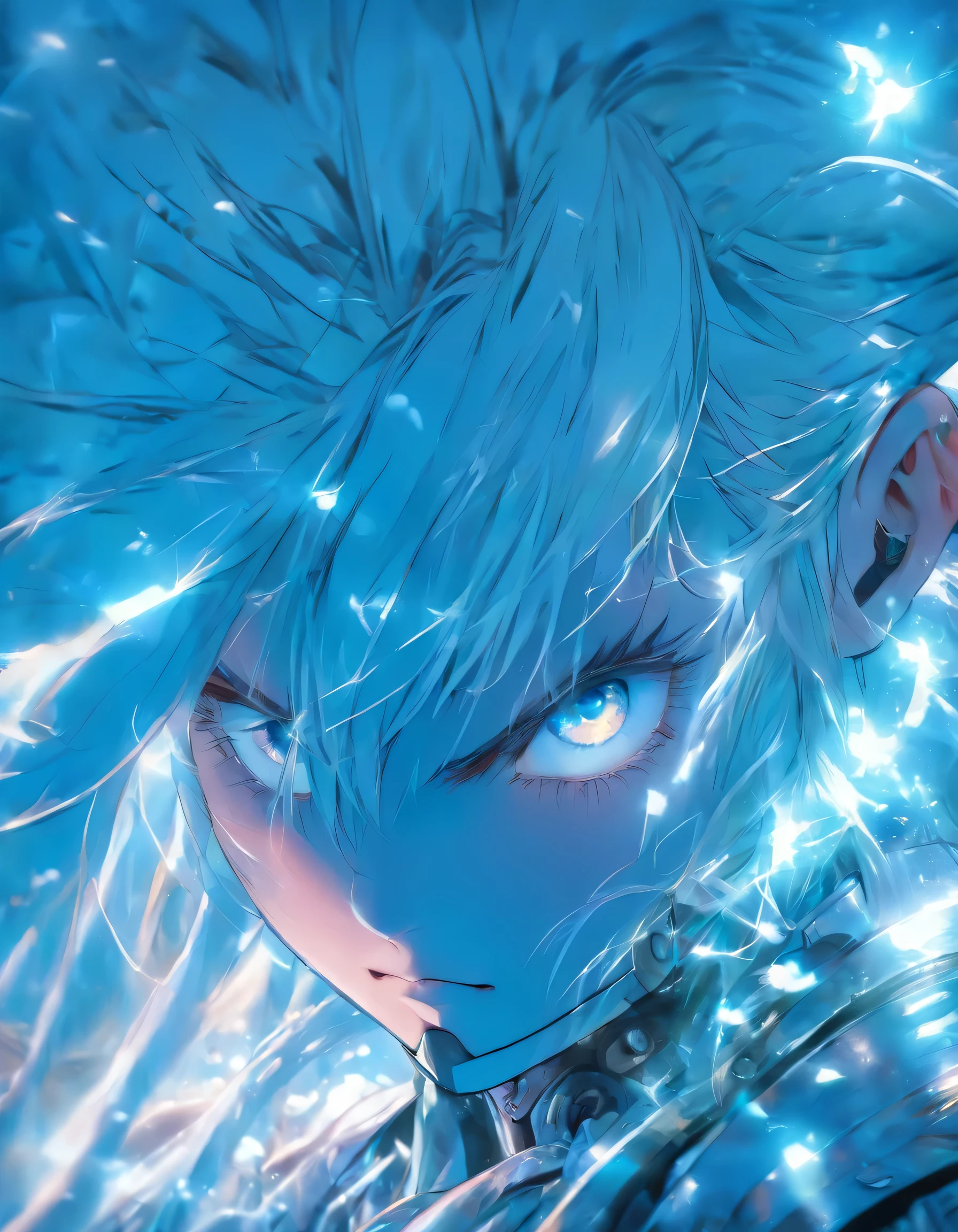 dynamic series of drawings showing a silver haired and blue eyed warrior girl., 8k, ultra high res, ultra detailed, hd,(well designed face), amazing face, (super detailed), beautiful eyes, soft lighting,, outdoors, streets,, URUSHISATO,1980s,, beautiful detailed eyes,mechanical parts, asymmetrical hair,thigh highs, latex suit,cleavage,
