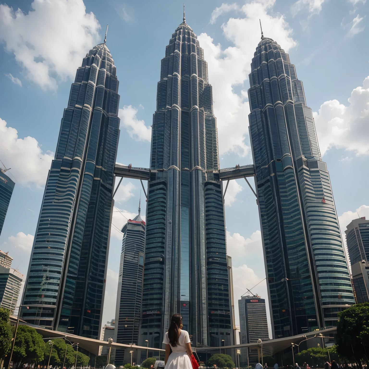 Petronas Twin Tower malaysia on the left side, monas Indonesia on the right side