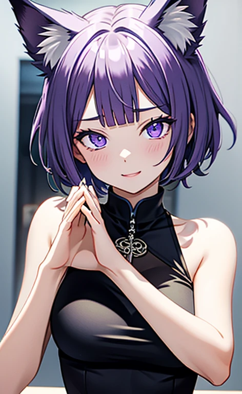 (masterpiece:1.4、top-quality、illustration)、(character focus、,upper body:1.3)、(face:1.5),(1girl),(cunnilingus gesture:1.5),(Beautiful eyes:1.4),cute face,(purple eyes:1.3)、(tareme:1.3)、(fox ears,fox tails),
),(stand:1.4),、(),(),
(blue grey hair),(short hair:1.5)、
,(),(sleeveless turtleneck china dress:1.5),
(blunt bangs),(sidelocks:1.3), (large breasts)、
、slender、