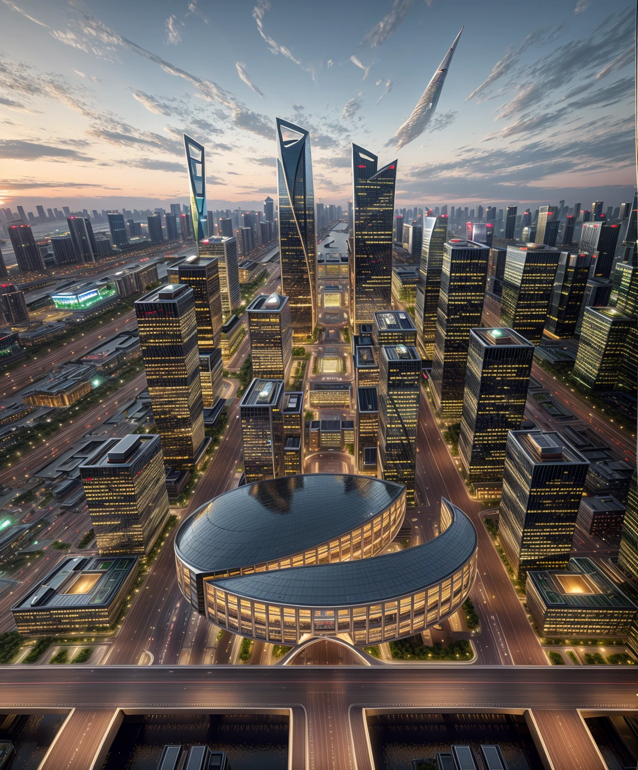 (masterpiece),(high quality), best quality, real,(realistic), super detailed, (full detail),(4k),8k, Enter a fascinating vision of the future through captivating futuristic images of the city of Shanghai