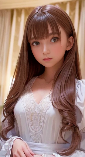 (One girl:1.3), Cinematic Light, alone, chest, Renaissance lace-up bodice dress, silky long hair, (Brown) hair, (masterpiece, highest quality, highest quality, Official Art, beautifully、aesthetic:1.3), Very detailed,Most detailed,(Super detailed),((Very delicate and beautiful)),Starry Sky,From below