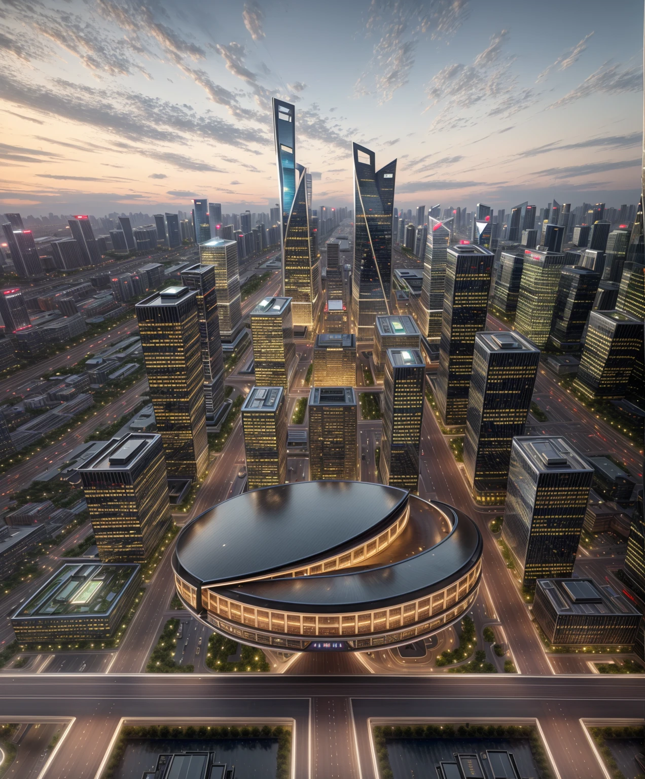 (masterpiece),(high quality), best quality, real,(realistic), super detailed, (full detail),(4k),8k, Enter a fascinating vision of the future through captivating futuristic images of the city of Shanghai, ALUMI ROOF:1.4