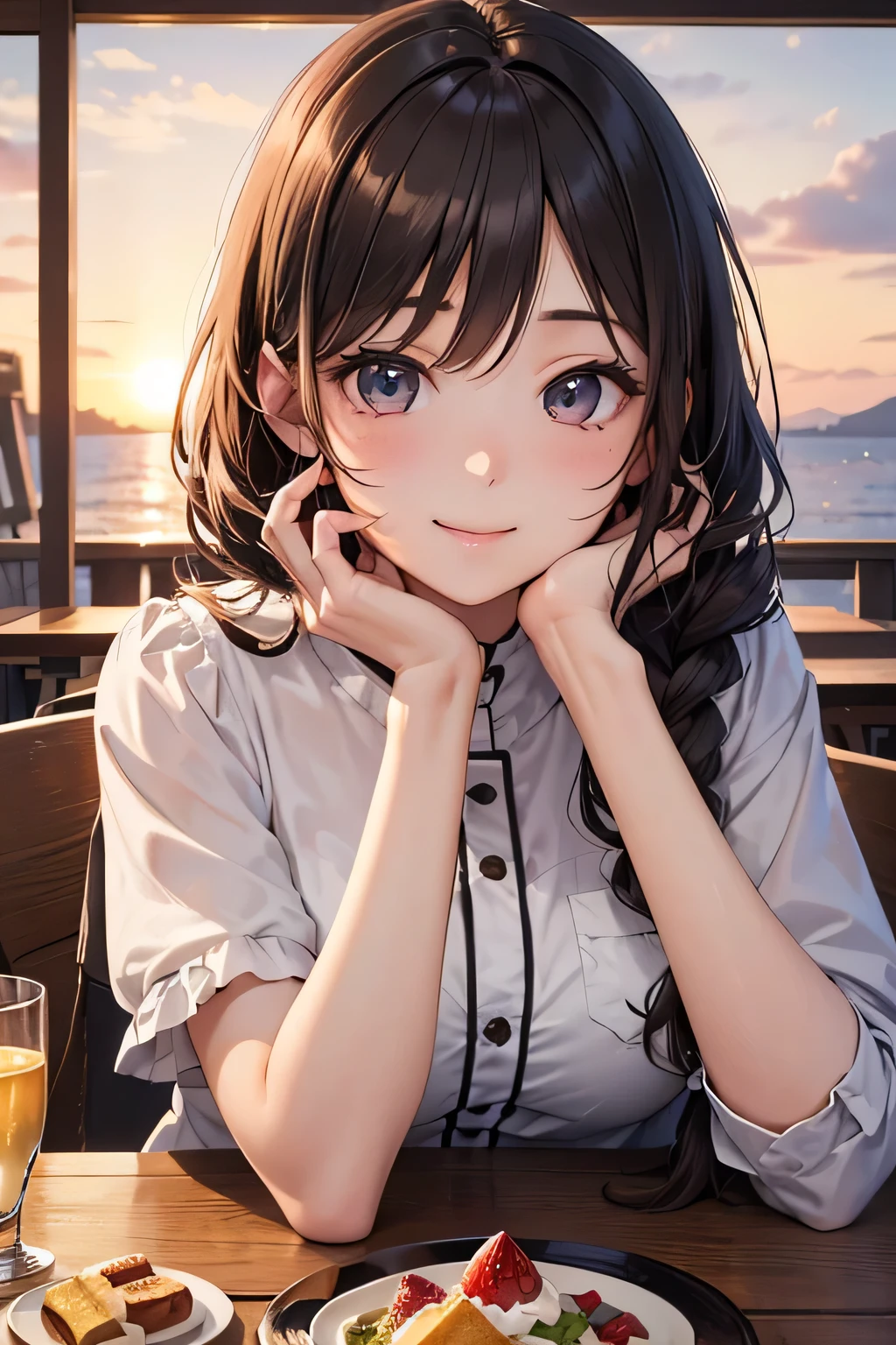 highest quality、High resolution、Detailed Background、(Beautiful face in every detail:1.4)、Anatomically correct、(Detailed facial expressions)、(Detailed eyes:1.2)、Beautiful girl in her 20s、(Highly detailed face:1.4)、cute hair color、Brown Hair、Black Hair、Bobcut、Braided long hair、Wavy Hairstyle、well-groomed eyebrows、cute eye makeup、Cute Lip Makeup、cute gesture、Elegant on board、Calm atmosphere、(Fit on one screen)、

(Three beautiful girls enjoying a girls&#39; night out with big smiles on their faces on Elegant on board:1.5)、

(A group of friendly women gather together to take a photo in front of an elegant boat)、
They are photographed smiling, with their arms around each other and leaning against each other.、
She looks cute in gorgeous dresses and relaxed casual styles.、

They were having a lively conversation and occasionally flashing happy smiles.、
The table is decorated with stylish desserts, fruits, and gorgeous accessories.、

Gather on the deck and chat while watching the sunset.、
Enjoy lively conversation with smiles on your face against the backdrop of a dramatic sunset、
A heartwarming scene of friends deepening their friendship through alcohol、cute