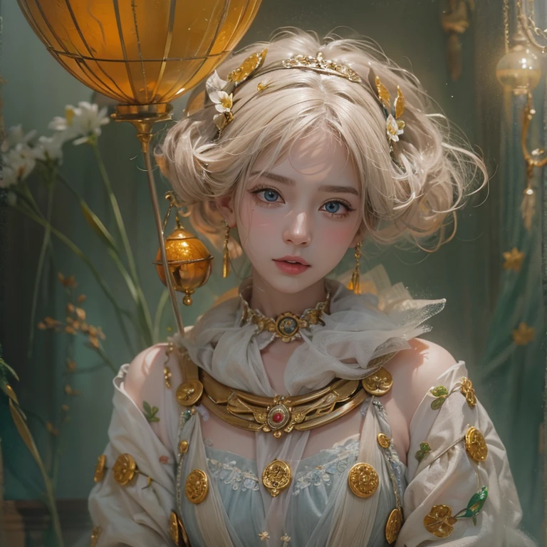 (masterpiece:1.3), (8k, Realistic, RAW Photos, Best image quality: 1.4), Fair-skinned fairy woman、short hair、Cleavage:2.0、Highly detailed face、Attention to detail、double eyelid、Sharp focus:1.2、Beautiful woman:1.4、highest quality、masterpiece、Ultra-high resolution、(Realistic:1.4)、Highly detailed and professionally lit smiles、カーネ・グリフィスを彷彿andさせる非常に詳細な線画, (Donald Trump&#39;clown:1.7), (balloon:1.4), With the power of Vadim Kassim&#39;大胆な色彩and質感, Light and airy, Like the works of Carl Larsson, dark background, dark, evil, fire, パスカル・ブランシュ風の超Realisticなキャラクター, pastel, Grace, Draandic lighting, Expressive camera angles, and, Concept Art, amusement park, masterpiece
