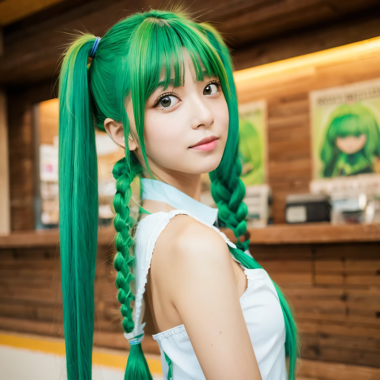 (Photorealsitic: 1.2, best qualtiy, 8K,Wetty:1.3 ), ( 20yr old, K-pop idols、 Kimono with cherry blossom pattern, Sweat: 1.2, green colored hair、Twin-tailed:1.3), Fine skin, (Film Lighting), Soft light, Double eyelids, ((独奏、Colossal tits:1.3、cleavage of the breast、Bust-up shot、laying down on the bed、function、miku hatsune:1.3、Fucking))