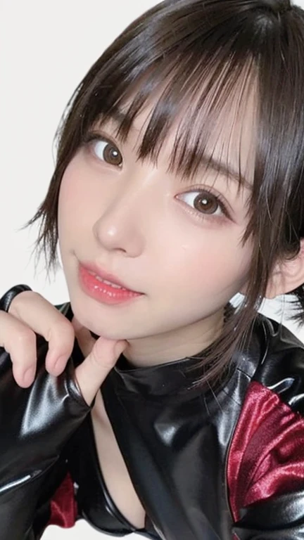 (highest quality、8k、32k、Masseter region、Hmph:1.2)、Cute Japanese Girl、1 girl、short hair、profile、(Get a six pack、Slim figure:1.2)、(lips) 、(Wavy black hair)、double eyelid、Shiny skin、Realistic reality、Beautiful Face、(Laughter:1.3)、Squat、(From above:1.2)、(close:1.4)、Coastal、Dark brown botanical print sheer top、Nearly naked、Blurred Background、(Front Focus)、(dark: 1.6)、Fantasy art、Realistic、Professional Lighting、Highly detailed face、Awards、Deep Shadow、