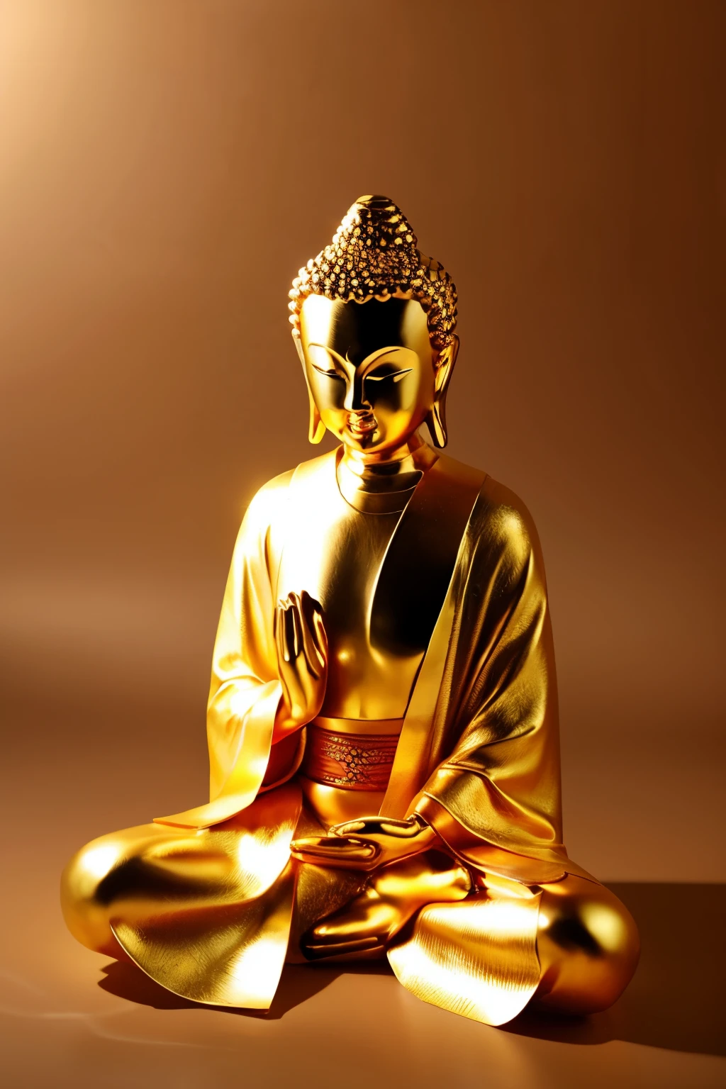 Great Buddha Statue Talk to gold background sun figure face clearly kimono