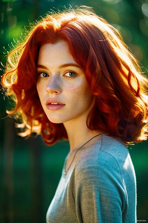arafed woman with red hair, digital art by irakli nadar, tumblr, digital art, sadie sink, redhead girl, malcom liepke, hyper realistic film photography,