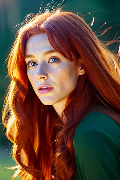arafed woman with red hair, digital art by irakli nadar, tumblr, digital art, sadie sink, redhead girl, malcom liepke, hyper realistic film photography,
