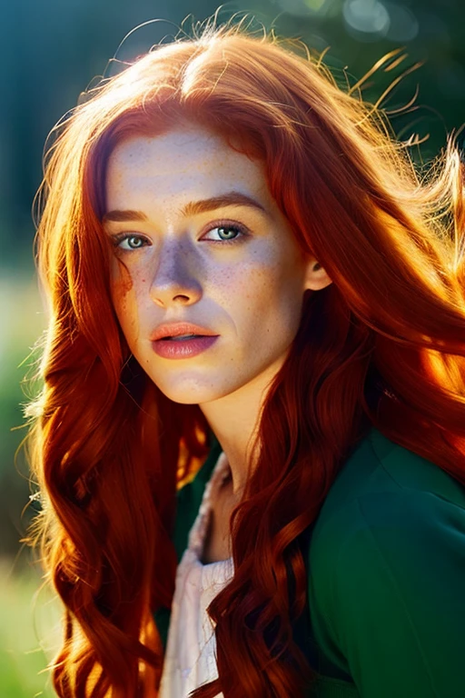arafed woman with red hair, digital art by irakli nadar, tumblr, digital art, sadie sink, redhead girl, malcom liepke, hyper realistic film photography,