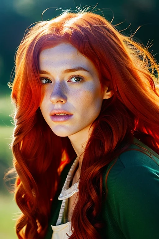 arafed woman with red hair, digital art by irakli nadar, tumblr, digital art, sadie sink, redhead girl, malcom liepke, hyper realistic film photography,