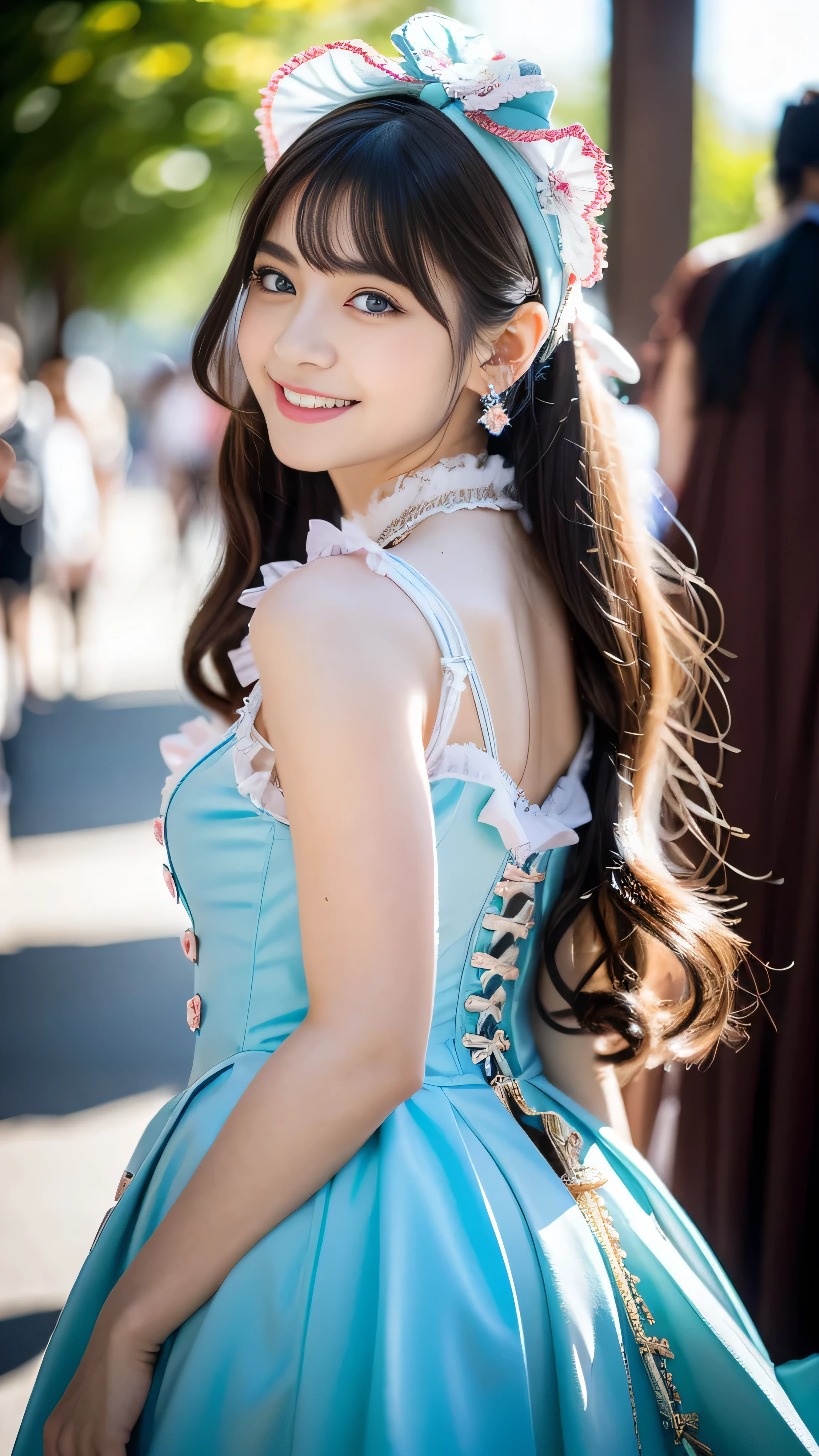 (32k,Very high resolution, Attention to detail, Very accurate, Tabletop、Girl 1:1.5),RAW Photos & Realistic atmosphere,Beautiful dark blue eyes,Mouth details,Glossy lips,Fine eyebrows,With soft white skin that shines in every detail、Detailed eyes、Very beautiful eyes with blue pupils,Detailed lips、Very beautiful face,Very well-formed face、A vivid face,Beautiful, shining lips,Beautiful Eyebrows,Infinite Reality,Best Design,(Insanely cute Japanese 15-year-old beautiful girl in Lolita fashion,Beautiful thighs,Ideal legs,Beautifully shaped breasts,Very cute beautiful girl,Girl:1.4),The best natural makeup,Japanese Ido,Korean Idol,Young sensual idol,Watery eyes,Shining beautiful eyes,Beautiful ass,Beautiful feet,,Camel foot,:1.2),超A high resolution、Attention to detail: Masterpiece face,Natural and realistic faces,Backlight,Her pure eyes are so cute,Reality Live Action,(Earrings that go well with Lolita fashion,,necklace,hair ornaments,Headdress,Lolita hat:1.5),shiny nail art,Blonde medium permed hair:1.4),(Beautifully embroidered Lolita fashion。High definition and detailed design。,Beautiful lolita in high quality,mini skirt,Showing off full-body fashion:1.6),look back,On the streets of Harajuku,A kind smile