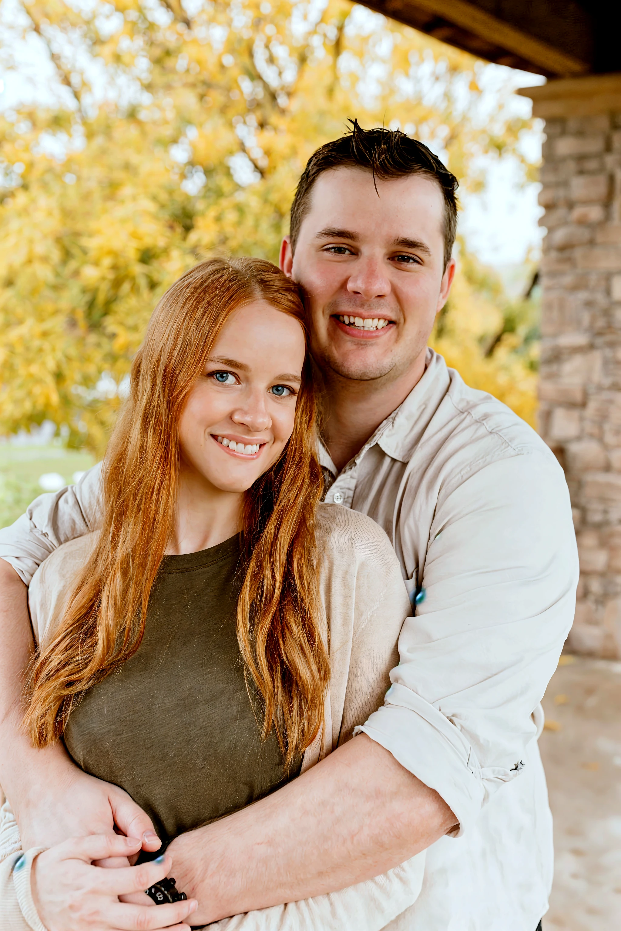 Young black-haired man with fat red-haired girl