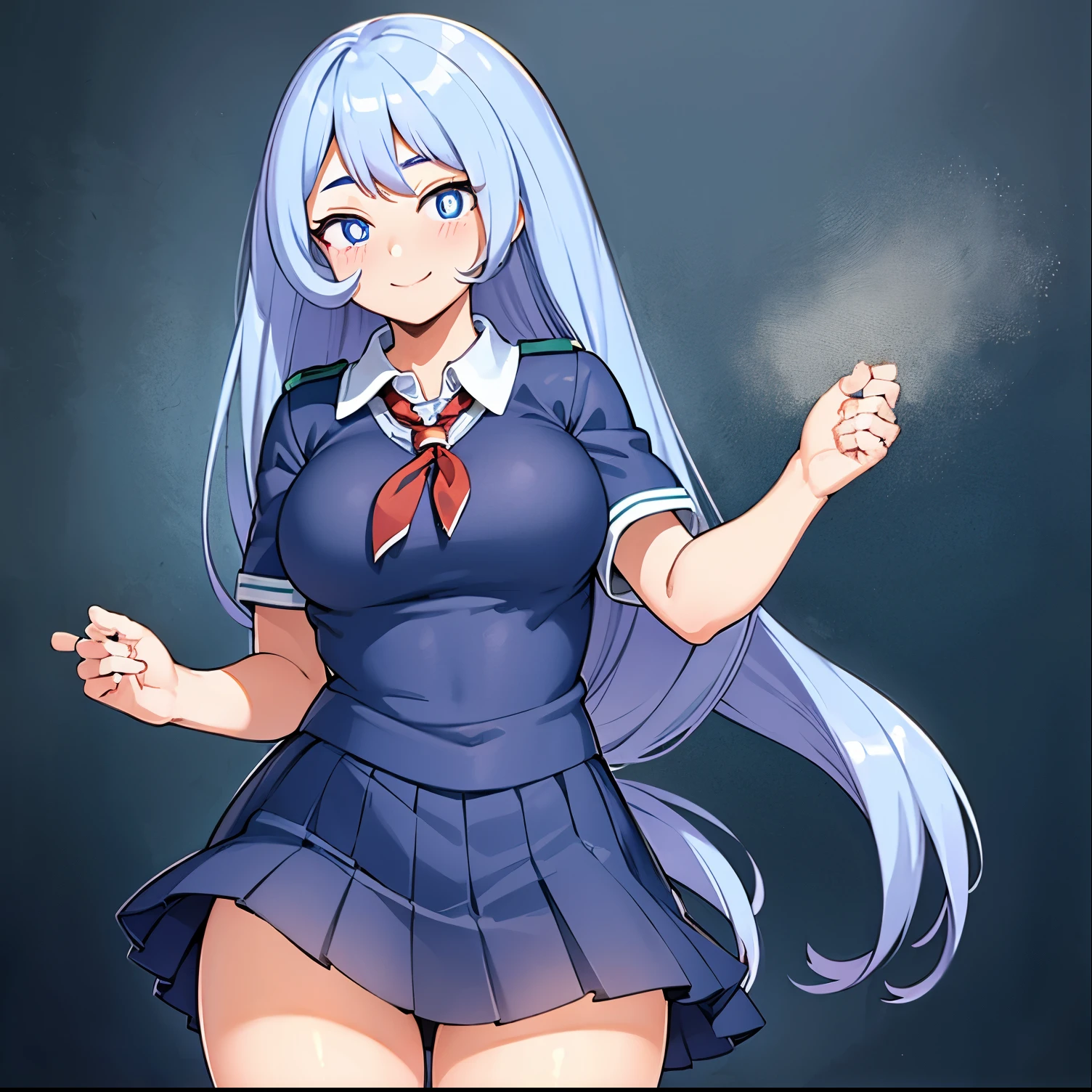 1 girl, alone, nejire hado, nejirehadou, long hair, blue eyes, very long hair, blue hair, (bright pupils: 1.5), smile, tie, pleated skirt, (school uniform:1.4), short sleeves, skirt , u.a. , indoor, bed, bedroom, sideways, blushing, drunk, outdoors, (cowboy photo: 1.5), (masterpiece: 1.2), best quality, high resolution, background screen size, (artwork : 0.8), (beautiful detailed eyes: 1.6), detailed and perfect lighting, extremely detailed CG (perfect hands, perfect anatomy), large breasts, medium waist, wide hips, medium thighs, round butt, facing the viewer, from behind, point of view (from below), sexy body, perfect hands, perfect anatomy,