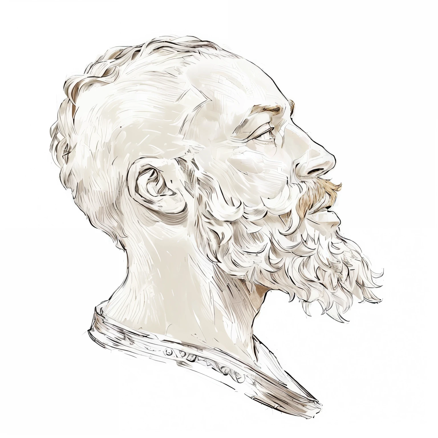 Drawing of a man with a beard and mustache, solo portrait 🎨🖌️, Inspired by Rodolphe Töpfer, Detailed illustrated portrait, Inspired by Dürer, Inspired by Hendrik Goltzius, side of head, Profile portrait, NFT Portrait, Digital drawing, Bust, Head portrait, Inspired by Théophile Steinlen