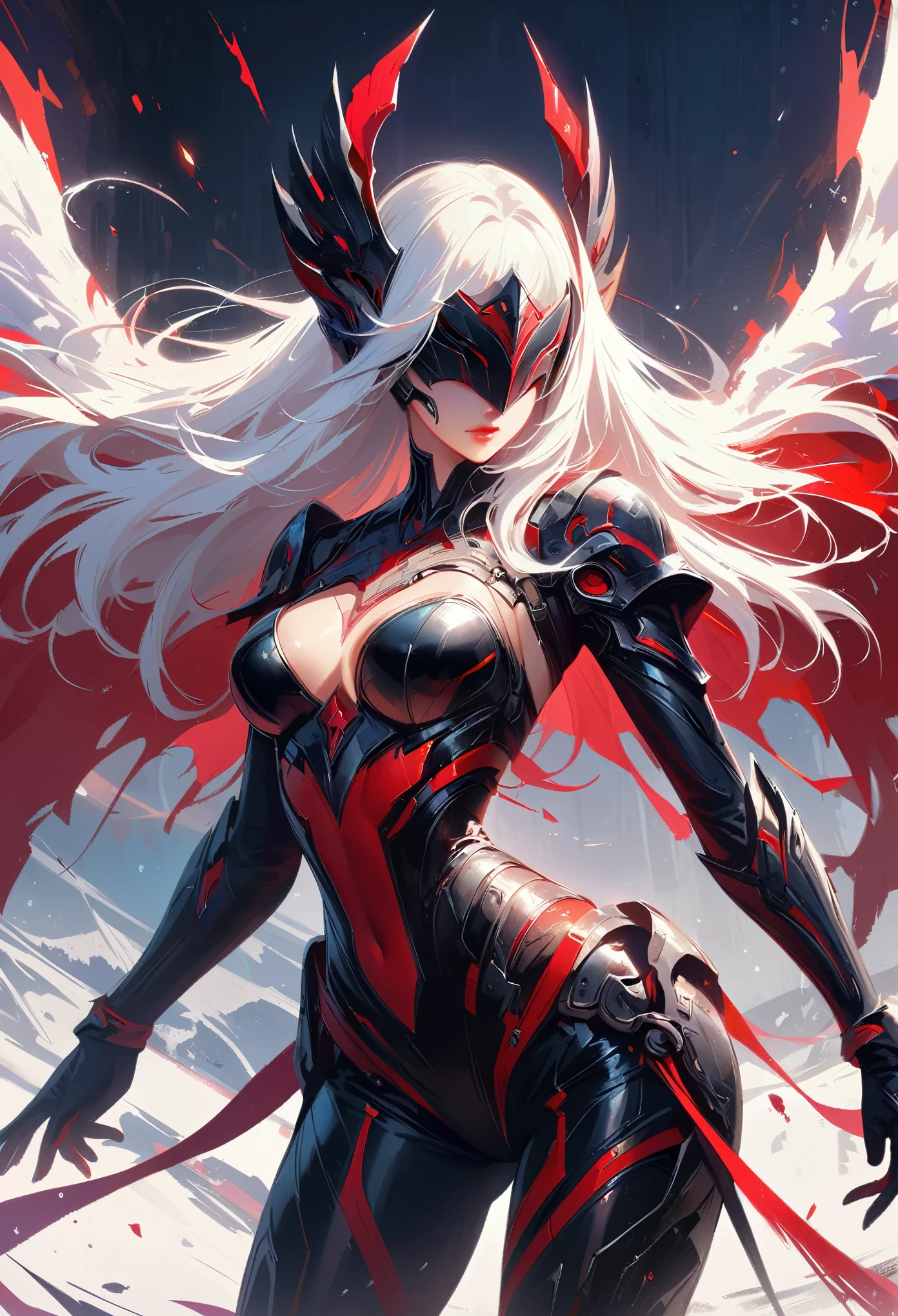 Black,Chiaroscuro, Ray Tracing, light, Cowboy shooting, 8K, Yes, Super Detail, precise, best quality, The award-winning, The award-winning, A high resolution, masterpiece, High Detail,guweiz on artstation pixiv, Hot topics on artstation pixiv, 详细的number概念艺术, author:Yang Jie, 2. 5D CGI anime fantasy artwork,Ultra HD,8K ,Realistic skin texture,Chiaroscuro, Ray Tracing, light, 8K, Yes, Super Detail, precise, best quality, The award-winning, The award-winning, A high resolution, masterpiece, High Detail,in the snow,Clear,masterpiece, best quality, 8K, number, 1 girl, Solitary, stand up, Hair accessories, Red Eyes, Heartless expression, Blood-stained mechanical parts, electric wire, cable, Failure Effect, scary, Science fiction, Futuristic, The background is darker, Neon, cyberpunk characters, Surrealism, Strange, Disturbing, spine-chilling, scary, Western Metal,Red Eyes,发Black,Black色長手套,One-piece Pants,leggings,Highlight her graceful figure,将整个身体包裹stand up,Symbiote,((Sexy highlighted)),One-piece Pants,Red Eyes,Venom,发Black,Black色長手套,One-piece Pants,Black色一件,Blood red eyes,best quality, high resolution, Super detailed, Vivid texture, mask, Bangs,wear socks,tears,被Black色粘液覆盖