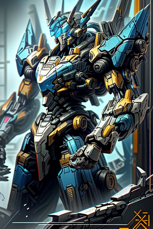 Mecha,Xin Huan Rendering,Message data for the blue armor shop building,high quality ai