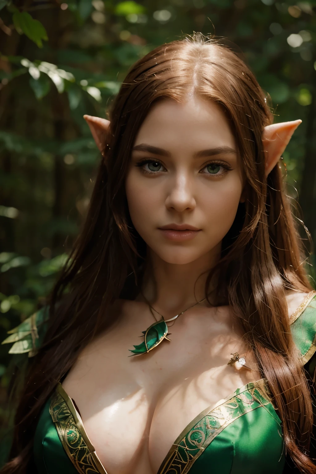 best quality,4k,8k,highres,masterpiece:1.2,ultra-detailed,realistic:1.37,elf warrior archer,beautiful detailed eyes,beautiful detailed lips,extremely detailed eyes and face,long eyelashes,female warrior,commander of the squad,futuristic landscape,forest setting,fantasy art,wisps of magic,gleaming armor,enchanted bow,arrow ready to be released,elven tattoo on her arm,braided silver hair,regal pose,confident expression,graceful movements,dappled sunlight filtering through the trees,dramatic lighting,subtle color palette,ethereal atmosphere,immersive feel,bokeh effect