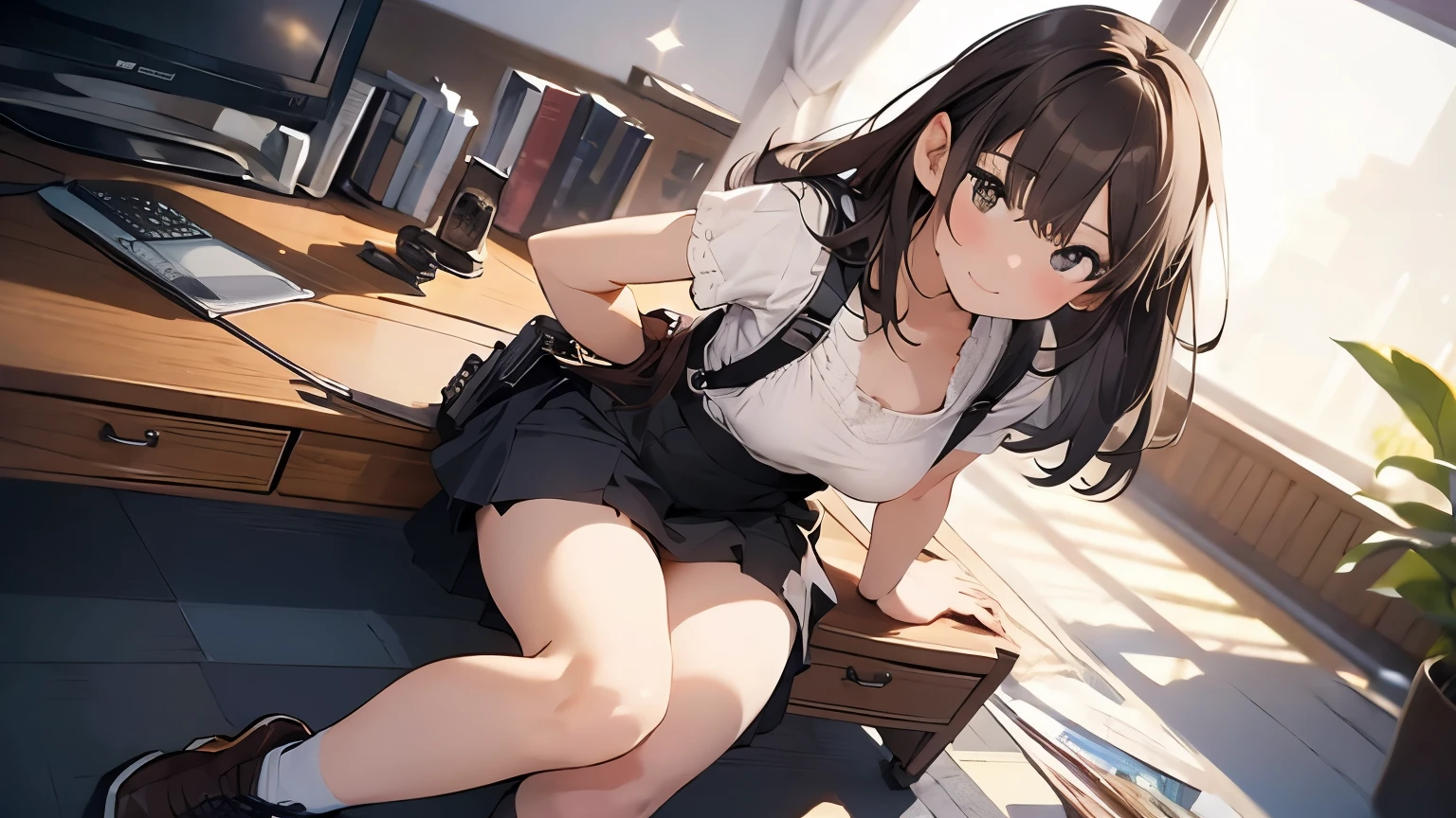 (Very delicate and beautiful:1.2)super model,,Beautiful breasts,voluptuous,【bike shorts】,,【3girls】,,Highest quality, High resolution, 8k,mini skirt.Three people.uniform.Mechanical Sword.Looking down on.Three peoplegirlが視聴者をLooking down onながら踏みつける.laugh at