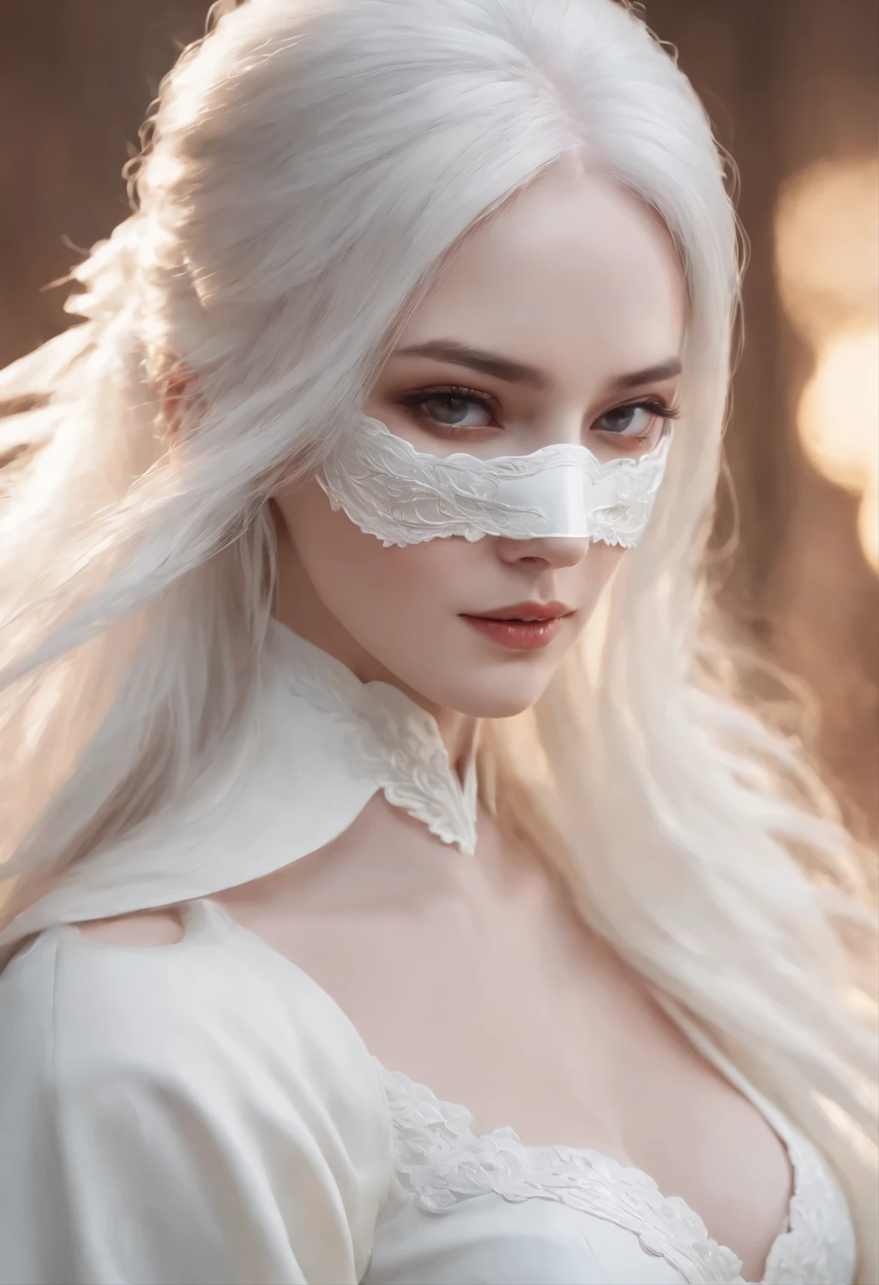 Close-up of a white-haired woman wearing a white mask, Beautiful character painting, guweiz, Artwork in the style of Guweiz, White-haired deity, author:Yang Jie, Epic and beautiful character art, Stunning character art, author:Fan Qi, by Wuzhun Shifan, guweiz on pixiv artstation
