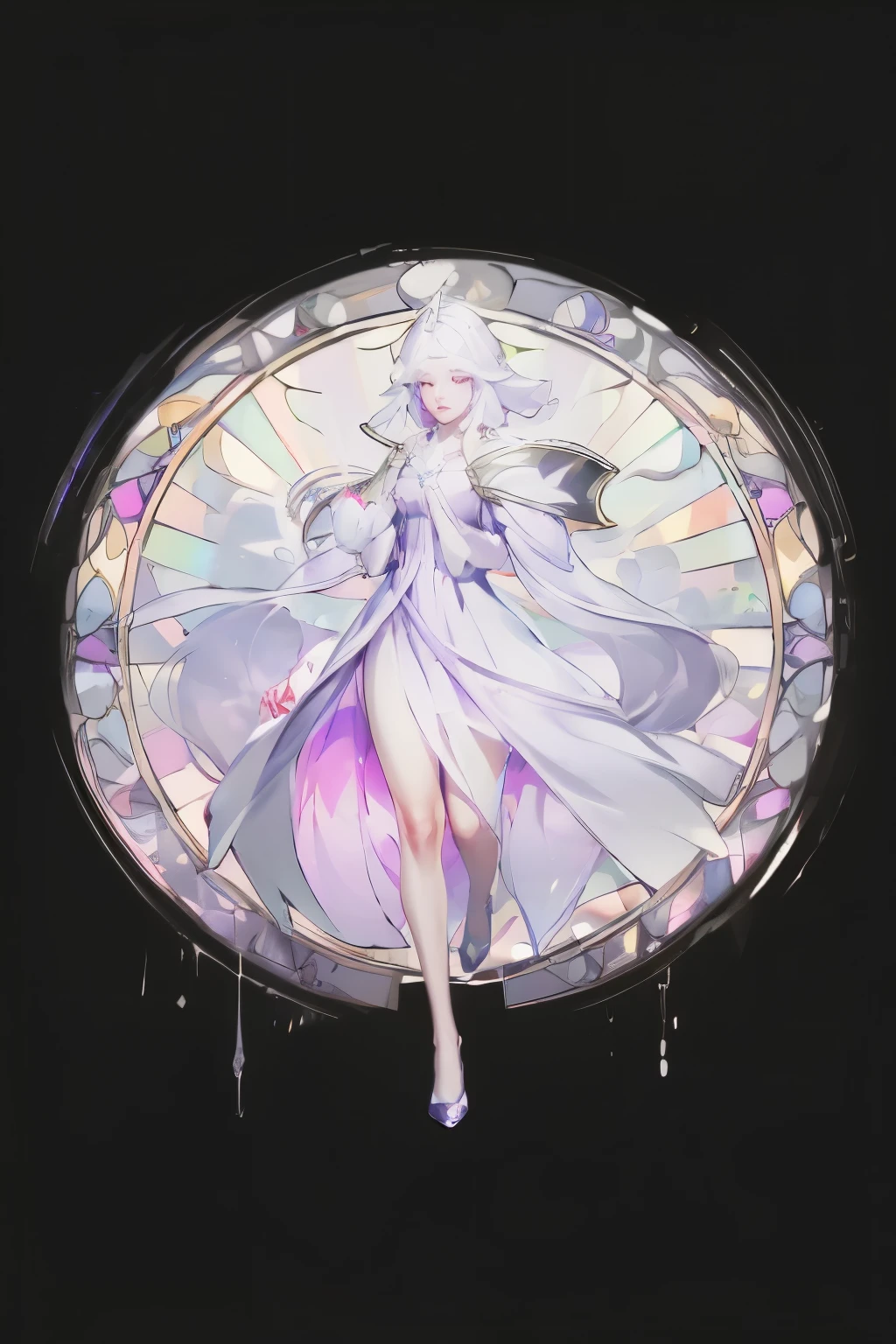 (masterpiece, Top quality, best quality,Official Art, beautiful and aesthetic:1.2),(1 Girl:1.3), 1 Girl BREAK stained glass art, Colored glass, lead, TranslucencyBREAK Bright colors, Complex design, Glow Effect, atmosphere