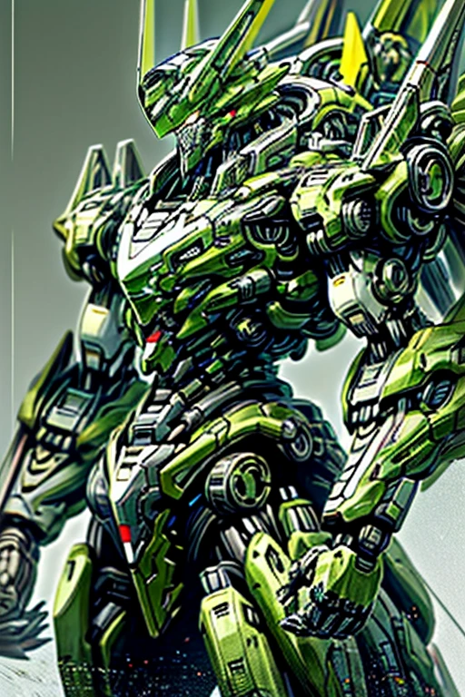 Mecha color changed to green,Height plus ten meters,Body shape remains unchanged