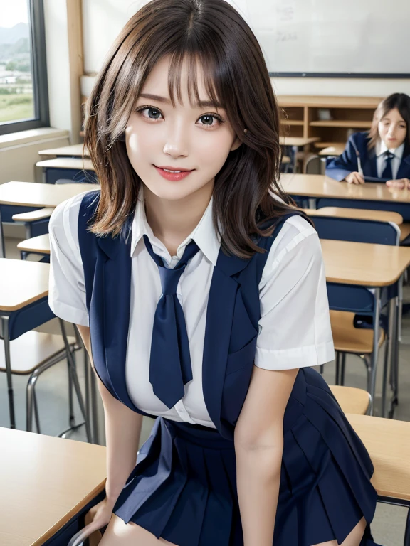 Tabletop, highest quality, Japanese girl,One Girl, 8k, RAW Photos, highest quality, Tabletop, んdebtdebt:1.2, Highly detailed RAW color photos, Professional Photos, (Realistic, Realistic:1.37), (Highly detailed skins:1.2), Ultra-high resolution, (Lenz 50mm), (debt/1.2),Exquisitely drawn eyes,Staring at the audience, Break with one girl (Many elderly people:1.4), Beautiful Face, cute,(smile:1.05),(20-year-old, Big Breasts, Wide Hips,Straight hair, (short hair), Iris, white and fine skin,Small Mouth, high cheekbones (meaning), Sexy pose,(Leaning forward:1.3),(The to the debtW:1.1),White panties、Korean Idol、Nogizaka Idol、Gravure idol pose、adult、、(Tabletop, highest quality:1.3), (Ultra detailed 8k cg:1.2), (超Realisticな:1.35), (Realistic:1.45), (Realistic:1.4), Cowboy Shot, A beautiful Japanese woman, 22 years old, Supermodel, Japanese Idols, __Performance__, Big Breasts, (sitting on desk:1.1), (school uniform:1.4), (Spread your legs:1.2), (School classroom background:1.1),(Panties in full view),(I can see the valley:1.3)