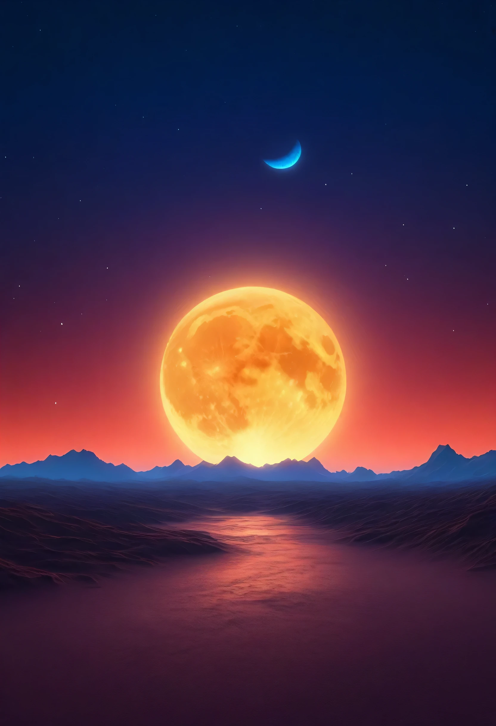 Prompt: (masterpiece), best quality, hyper detailed, detailed lights, derailed colors, extremely detailed, morning sky, sunrise, Morning but sky full of stars, two moon, land in the other planets, nature, life in another world, fantasy, ambient. Game concept.