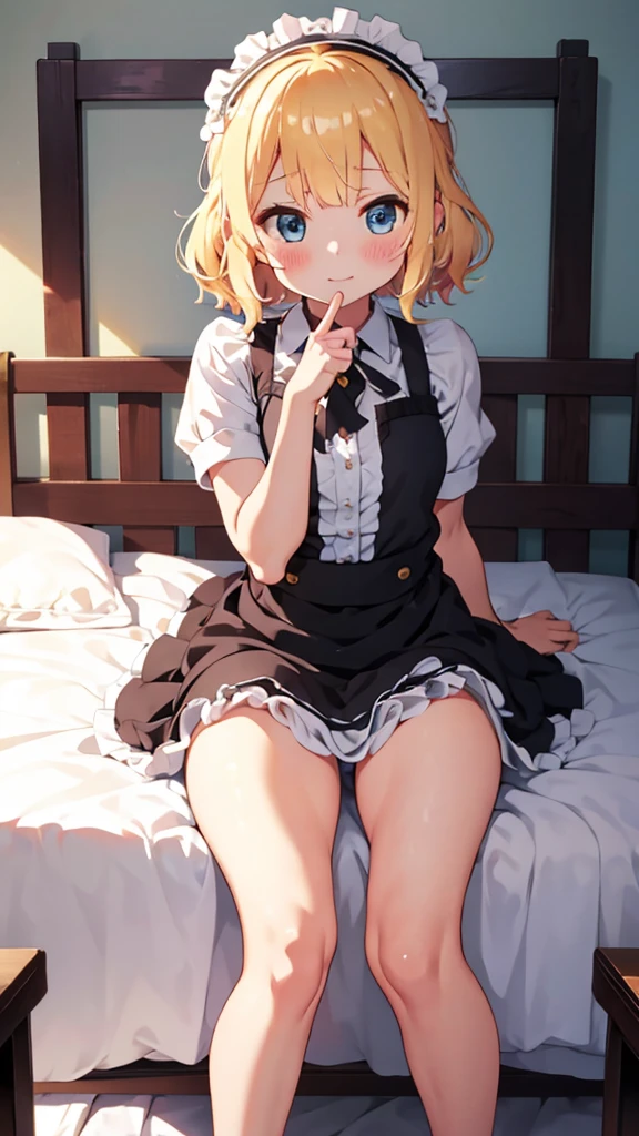 snfw,remove wet seethrough cute maid girl.blonde hair,spread leg show off,on bed.