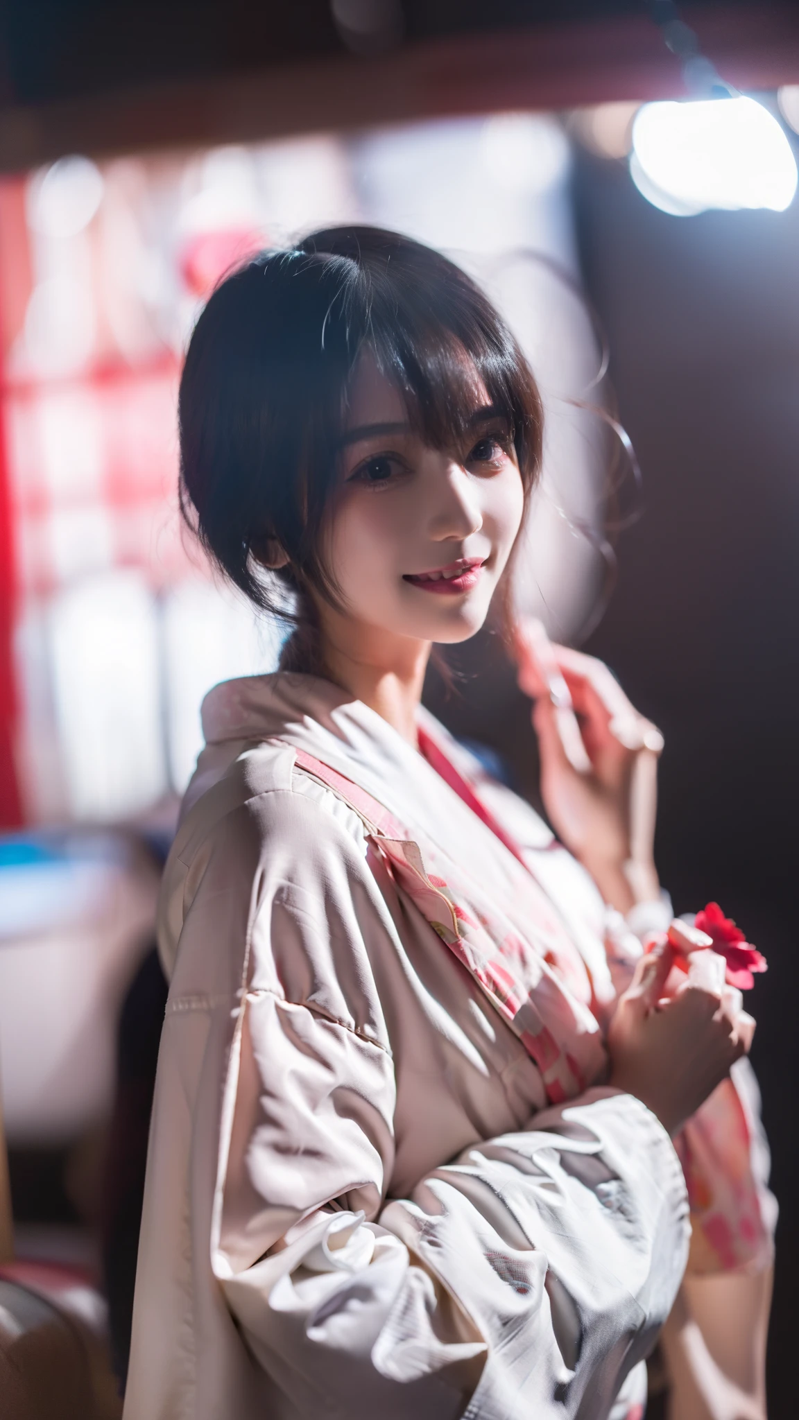 Masterpiece, high definition, best quality, 1 girl solo, kamisato_ayaka, smile, kimono