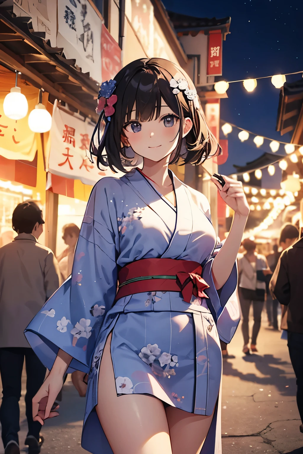 (Pretty sister:1.3)、happy face,Japanese、、、 Black Hair、A towel is wrapped around his head、Festival Happi Coats、A cloth wrapped around her bust、Show off your thighs、Having a fan、Dancing happily、、Background of the shrine festival、Tower、night、 looking at the camera, There are many people wearing yukata、Lantern、street vendors、Dancing on top of a tower、A lively festival scene The man next to me was born in Kanda, and is a lively Edokko. He loves the excitement of festivals, wearing a twisted headband and matching yukata. Whether it's raining or spears are falling, from morning to night, only the shrines follow, wasshoi wasshoi wasshoi wasshoi, cheer up the mood, throw some salt, wasshoi wasshoi wasshoi wasshoi sore sore sore It's a festival, man, man, it's something bad, a fire bell is ringing somewhere, a thrift store is near, no matter what you say, wasshoi wasshoi, no matter what you hear, wasshoi wasshoi wasshoi wasshoi wasshoi sore sore sore It's a festival, the woman next to her was raised in Asakusa, she's a little pretty, she loves the excitement of festivals, and on her spirited bare feet she wears a squeezed yukata. Whether it's raining or spears are falling, from morning to night Sightseeing in Okagura Pee-hara Pee-hara Ten-tsuku Ten-tsuku Okame and demons Hannya and Hyottoko Pee-hara Pee-hara Ten-tsuku Ten-tsuku Sore, sore It's a festival Auntie, auntie It's terrible, no one's home, it's empty Burglars are secretly targeting you Whatever you say, Pee-hara Hya, whatever you ask, Ten-tsuku Pee-hara Pee-hara Ten-tsuku Ten-tsuku Sore, sore It's a festival The festival is over, the sun has set and the cold wind blows into the night Their house was burned down And their uncle and their secret savings were stolen It's so painful for their auntie, she can only sigh No matter how much she cries, it won't come back No matter how much she cries, it's all over now、They're dancing and popping、Sweating、I can see he