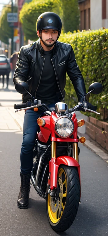 pato, con ropa y joyeria de de rapero en motocicleta
