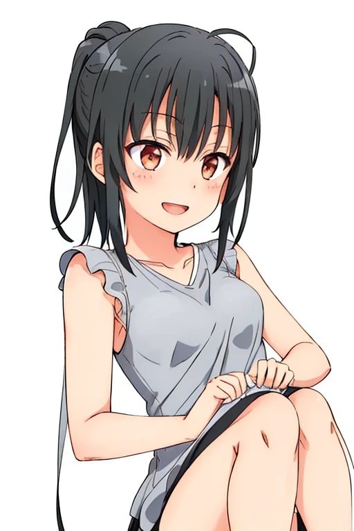 ((highest quality)), ((masterpiece)), (be familiar with), Perfect Face, indoor, Bedroom, Watching the audience,
One woman, Yuigahama Yui,
Open Mouth, Ecstatic expression, blush, smile,
Small breasts, Flat Chest, Young Girl, , , Girl,
Short Hair, Salmon-colored hair, Salmon-colored eyes, Side Pony,
Leg spread,